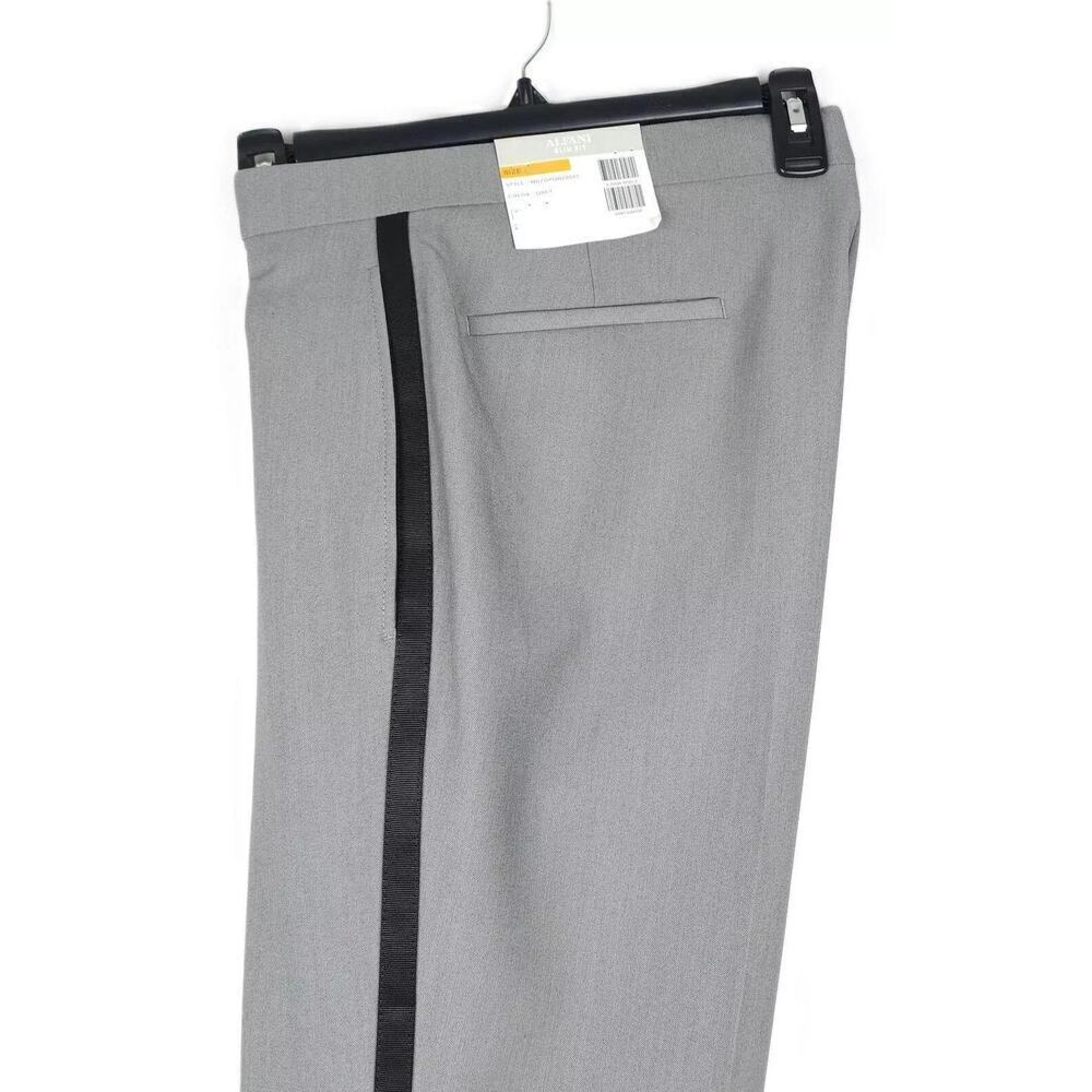 Alfani Mens Slim Fit Tuxedo Dress Pants 32x32 Grey Black Stretch AlfaTech NWT
